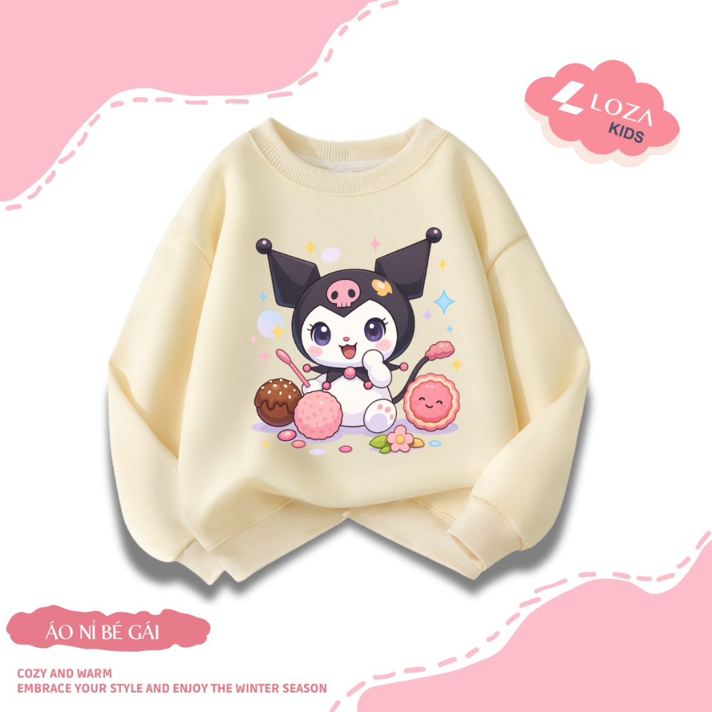 Áo nỉ sweater bé gái in hình Kuromi - Loza Kids IN3437
