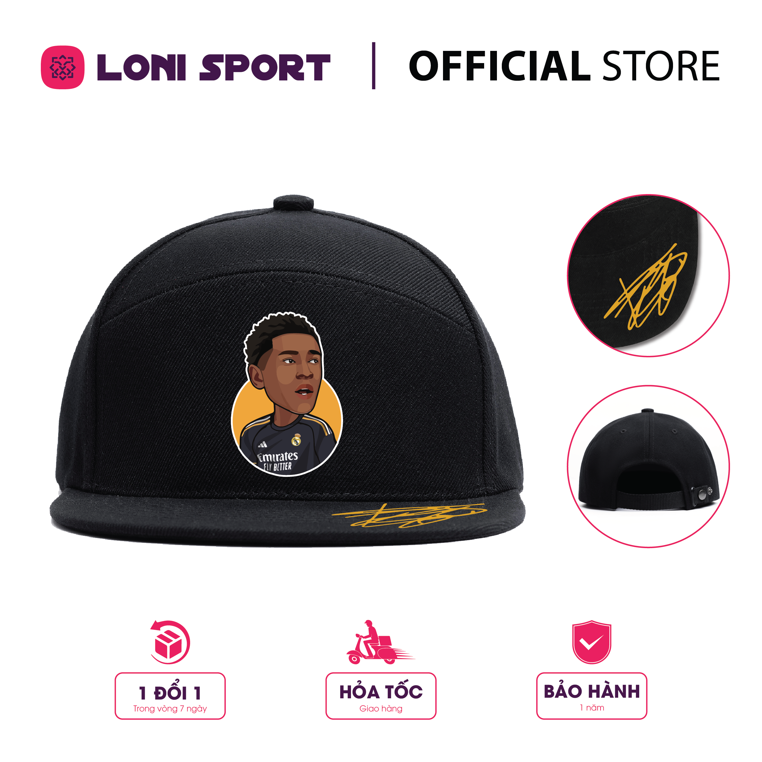 Nón Snapback khóa bấm kim loại - đen_thumbnail_1