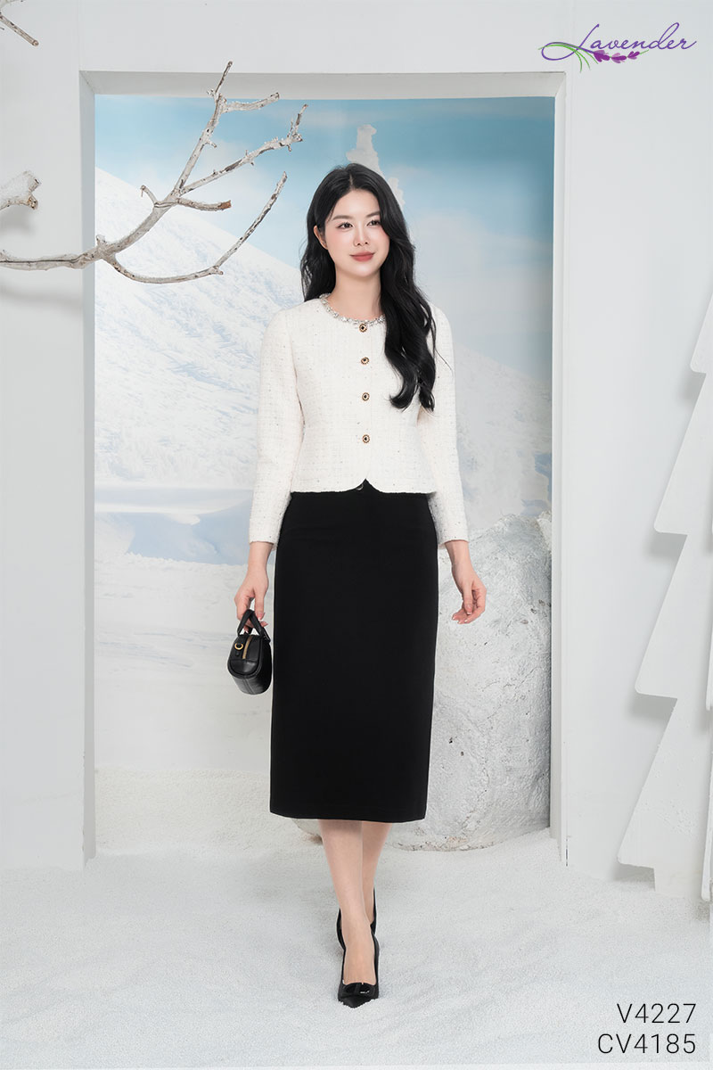 Áo dạ tweed cổ tròn phối viền V4227_thumbnail_7