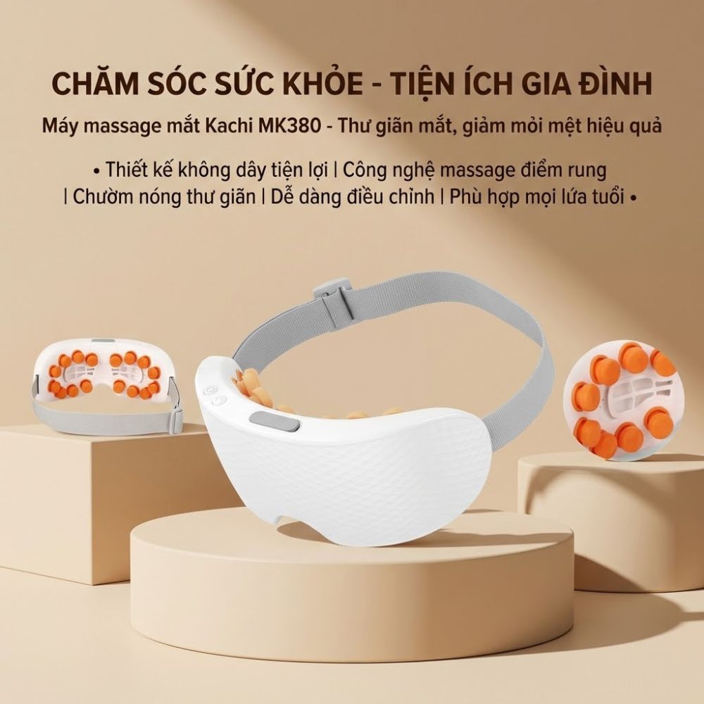 Máy massage mắt 16 đầu rung KACHI MK380 phun sương thư giãn