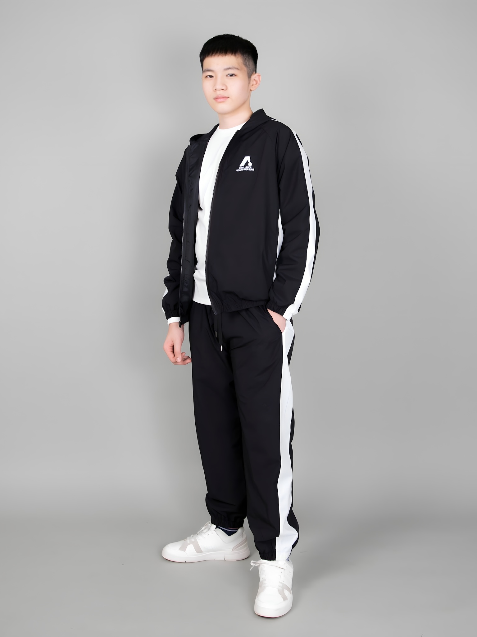 Quần gió 2 lớp đen phối sọc trắng_thumbnail_5