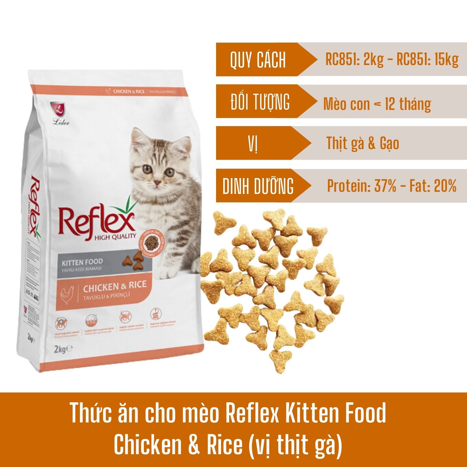 Thức ăn cho mèo Reflex Kitten Food Chicken & Rice (vị thịt gà) 2Kg_thumbnail_1