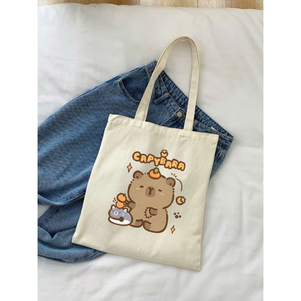 Túi Tote Capybara-Túi vải canvas có túi phụ và khoá kéo đựng vừa A4 và laptop (33x37cm) - TOTE02_thumbnail_16