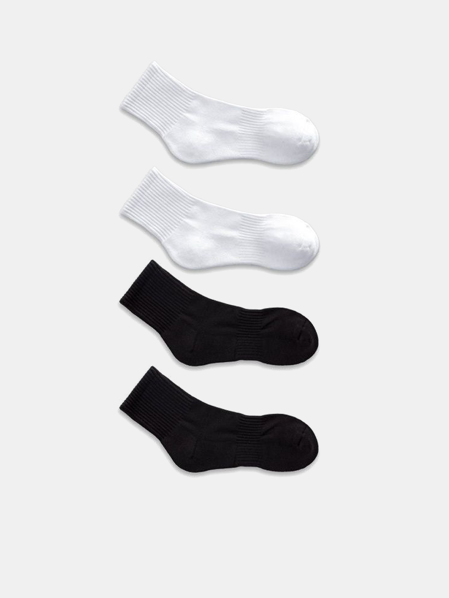 USTC02 - COMBO 5 Đôi Tất Cổ Trung KALEEA Trắng Đen 6cm (5 Đôi)