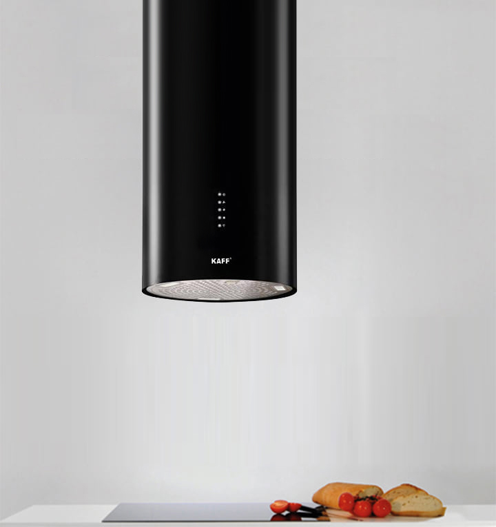 Khử mùi bằng than hoạt tính và ống thoát D150 của máy hút mùi Kaff KF-IS380CRB
