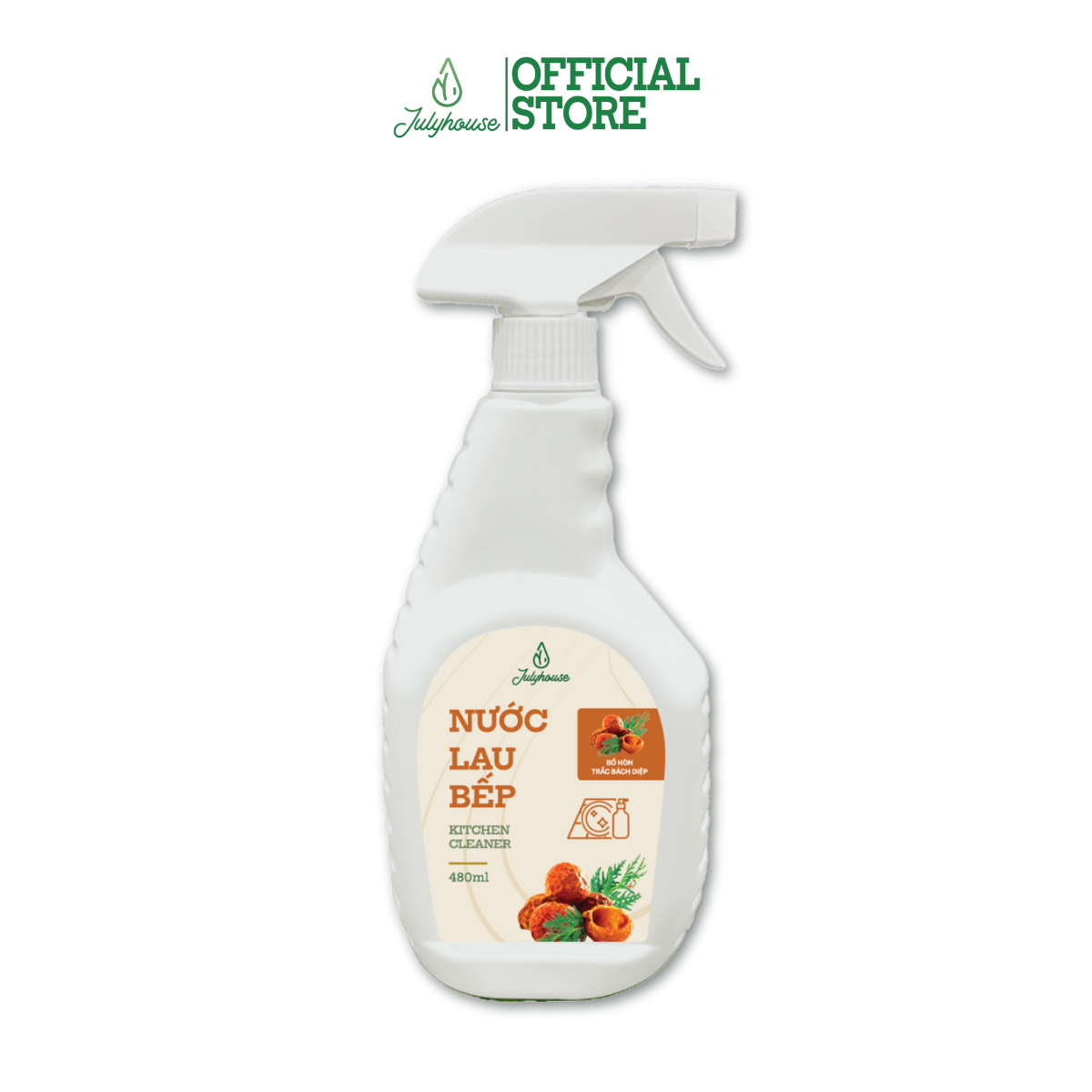 Nước lau bếp Bồ Hòn - tinh dầu Trắc Bách Diệp 480ml Julyhouse 