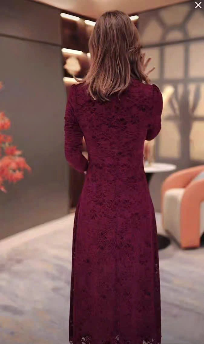 18236-Đầm ren xòe đỏ đô tay dài viền eo tua rua ( ren , lót)_thumbnail_2