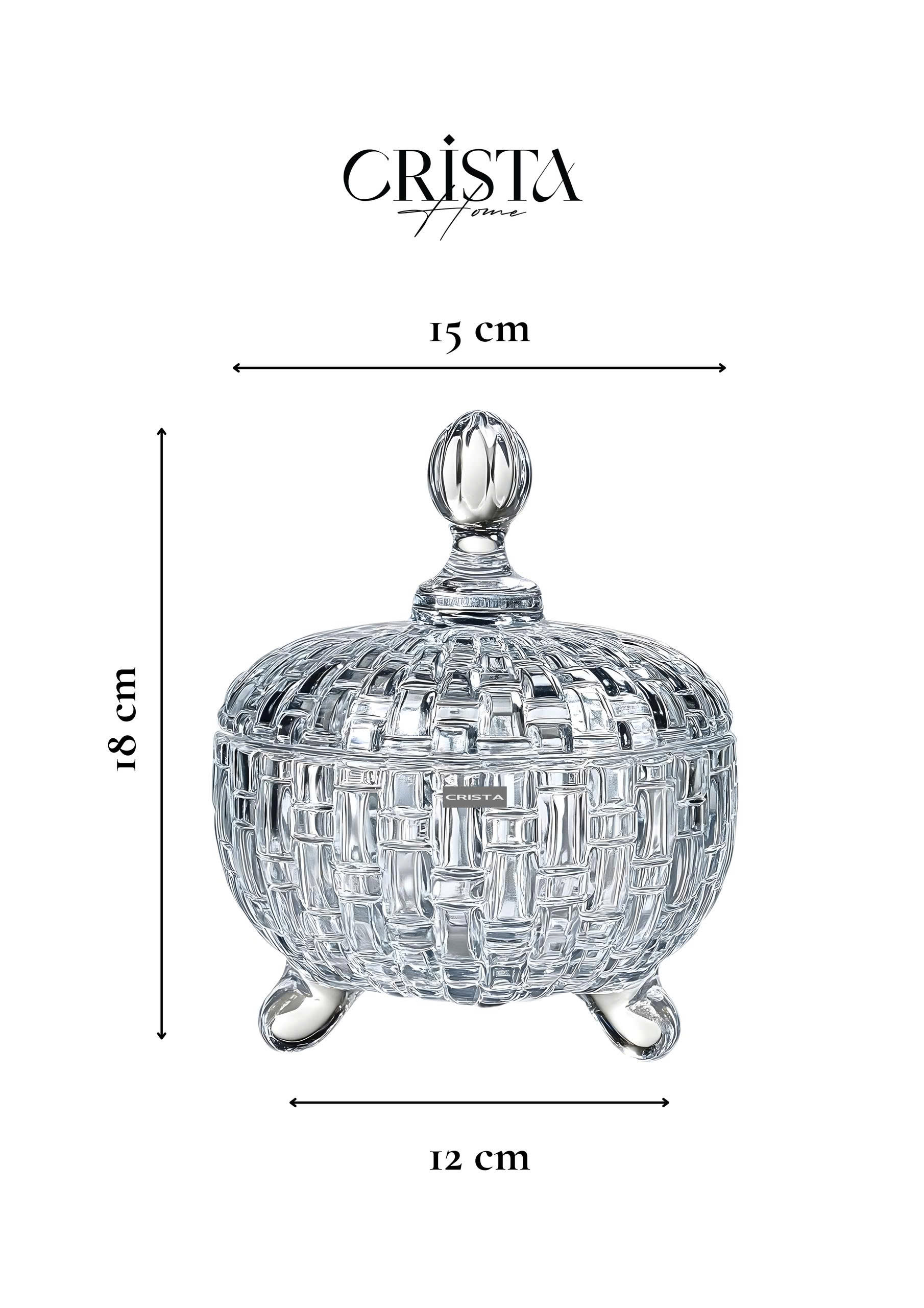 Bộ 2 hũ mứt 3 chân CRISTA HOME vân caro Size 18cm_thumbnail_3