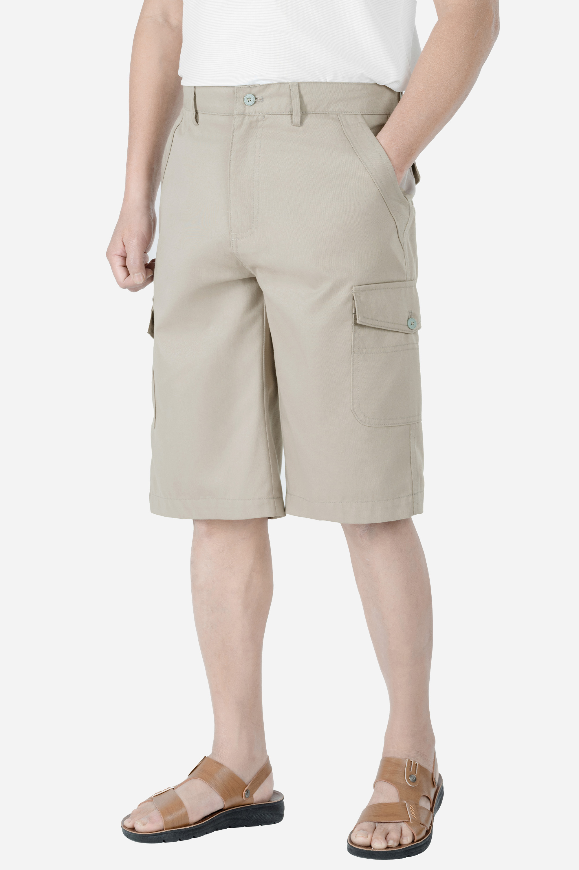 Quần Soọc Kaki Túi Hộp Nam Trung Niên ANCHI Dáng Suông Dài Qua Gối Màu Vỏ Đỗ_thumbnail_22