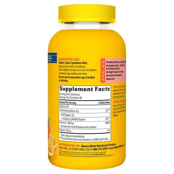 Kẹo Dẻo Bổ Sung Vitamin C Nature Made Extra Strength 500 mg – Hộp 180 Viên_thumbnail_1