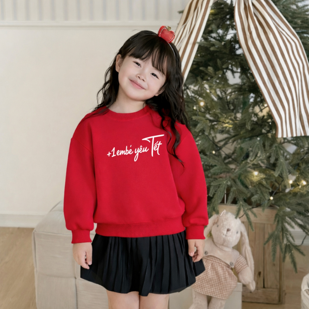 [BST Tết 2026] Áo nỉ sweater cho bé in chữ "+1 Em bé Yêu Tết" - Loza Kids IN3515 IN3515