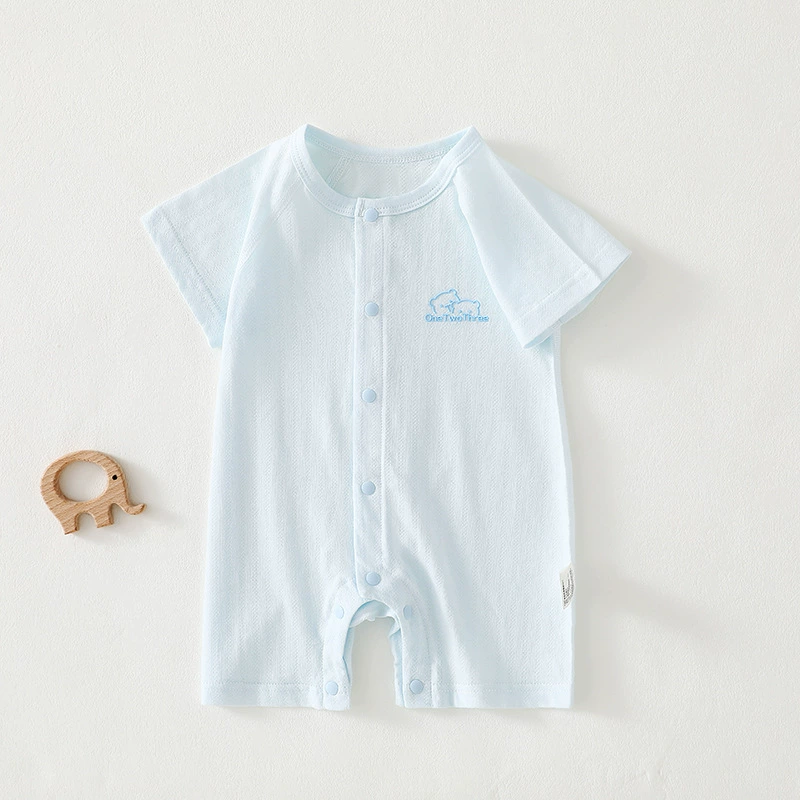 Áo liền thân trẻ em sơ sinh NGẮN TAY cotton mỏng 5A kháng khuẩn – Quần áo BodySuit mùa hè cho bé trai bé gái 0–12 tháng_thumbnail_7