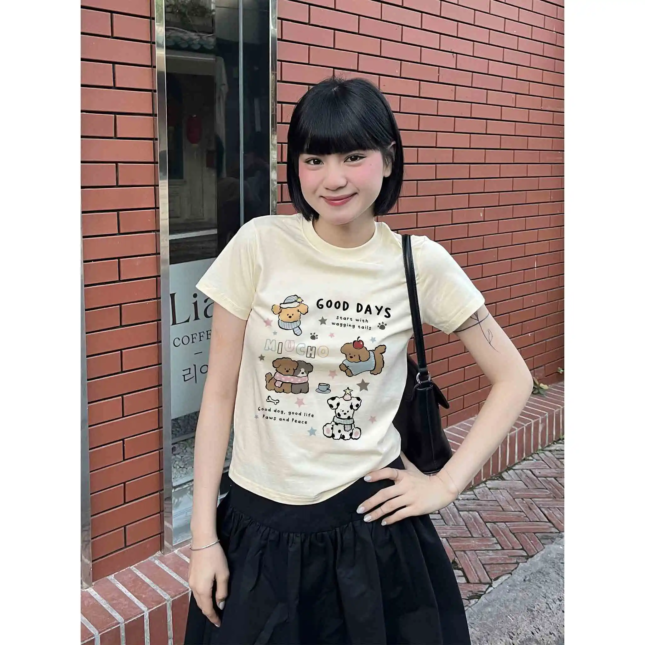 Áo baby tee nữ Miucho vải cotton 2 chiều dày dặn thoáng mát Good Days in mix nhiều màu 2739_thumbnail_5