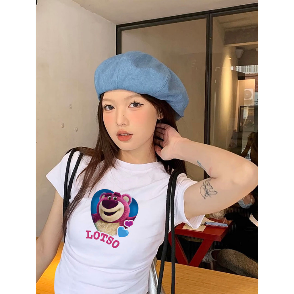 Áo Thun Baby Tee AB69 Miucho Form Ôm Cotton Co Giãn In Hình Gấu Dâu Lotso_thumbnail_3