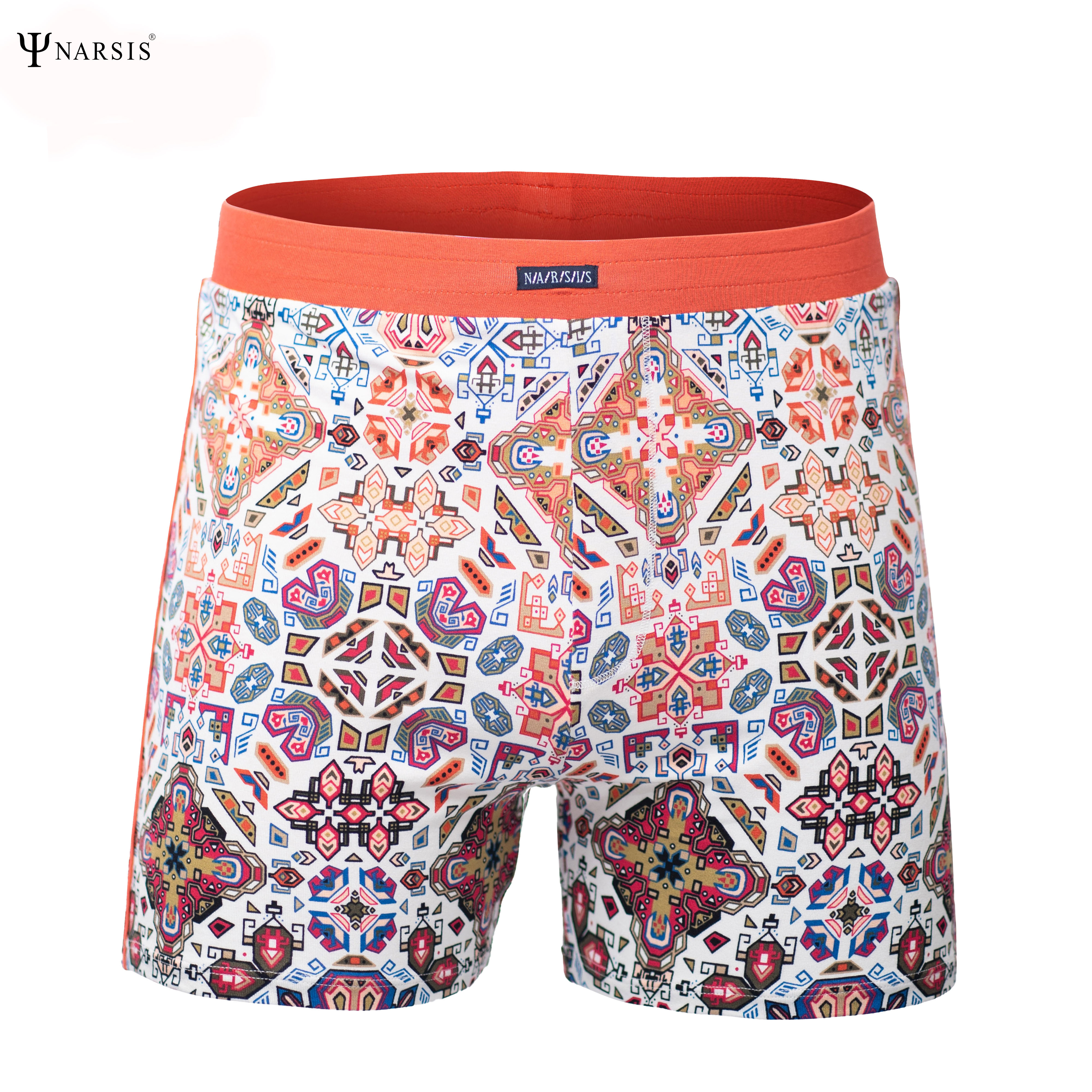 Quần đùi nam big size Narsis S25006 chất Cotton Spandex màu Hoa văn đỏ, thiết kế thoáng khí, phù hợp mùa hè_thumbnail_3