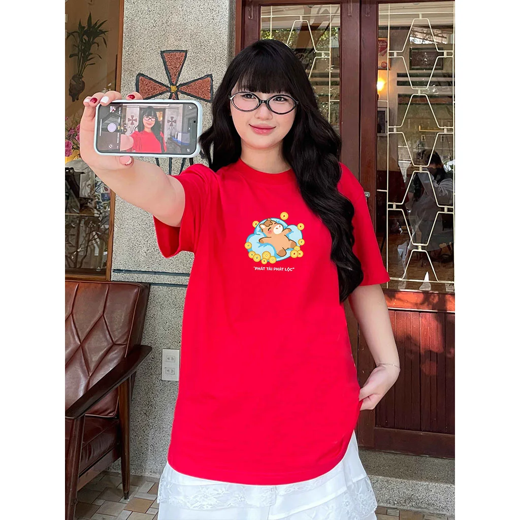 Áo thun form rộng unisex Miucho vải mềm mại tôn dáng thoáng mát Phát Tài Phát Lộc 2918_thumbnail_5