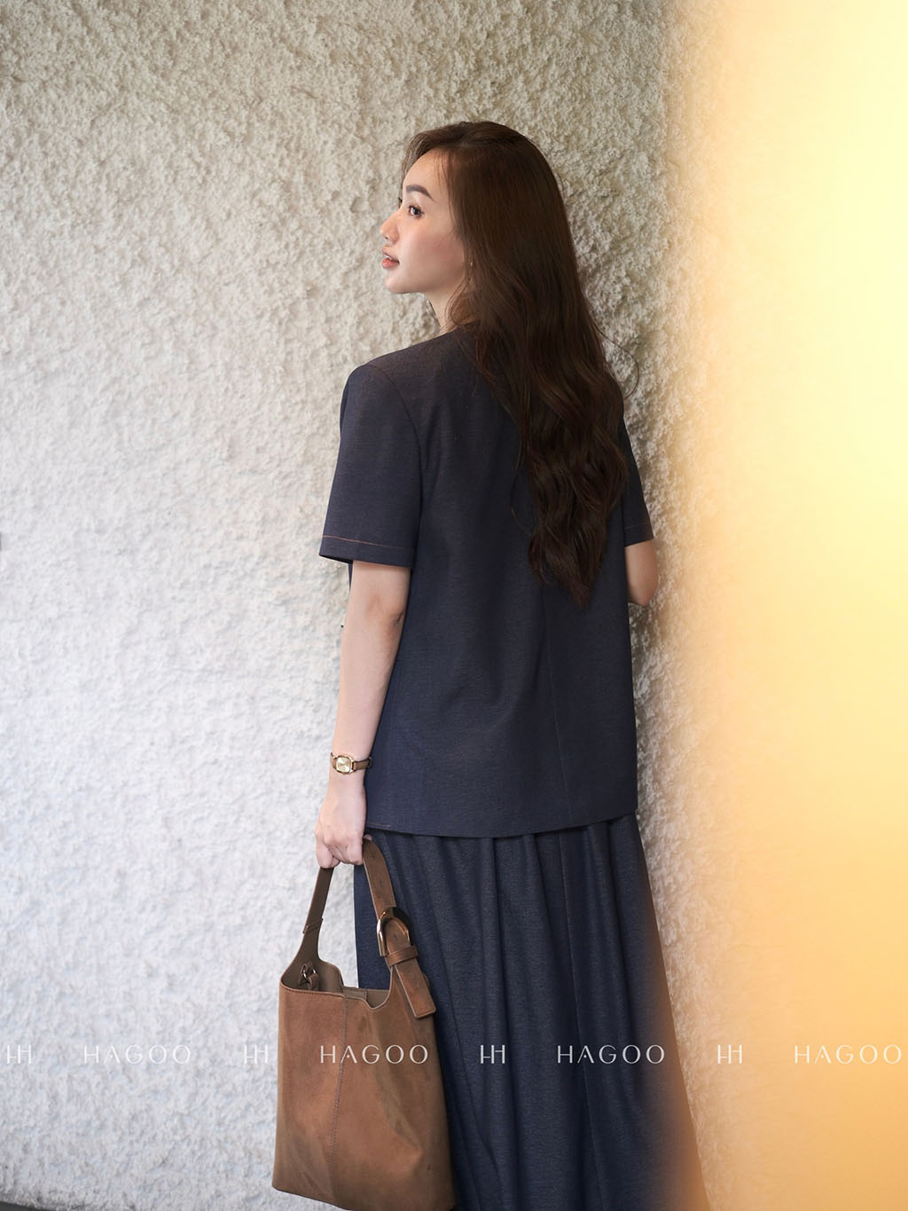 Áo Blazer cộc tay bổ diễu HAGOO_thumbnail_16