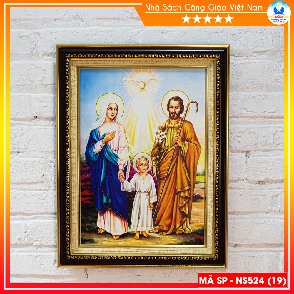 Tranh Canvas cao cấp Gia Đình Thánh Gia mẫu 10 - Quà tặng Công Giáo - In hình theo yêu cầu - NS524-10_thumbnail_1