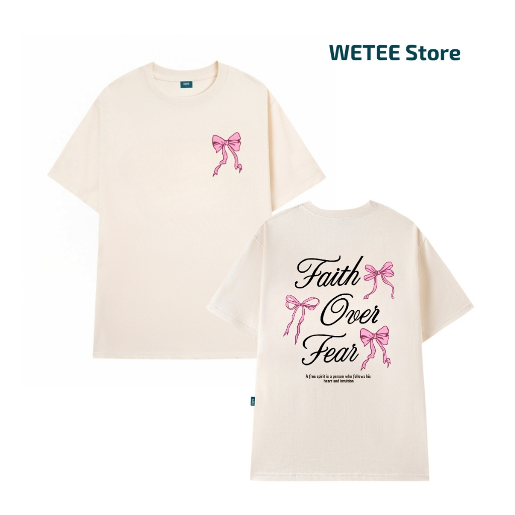 Áo thun unisex UX30-1137 Faith Over Fear in nơ hồng dáng oversized local brand WETEE_thumbnail_7