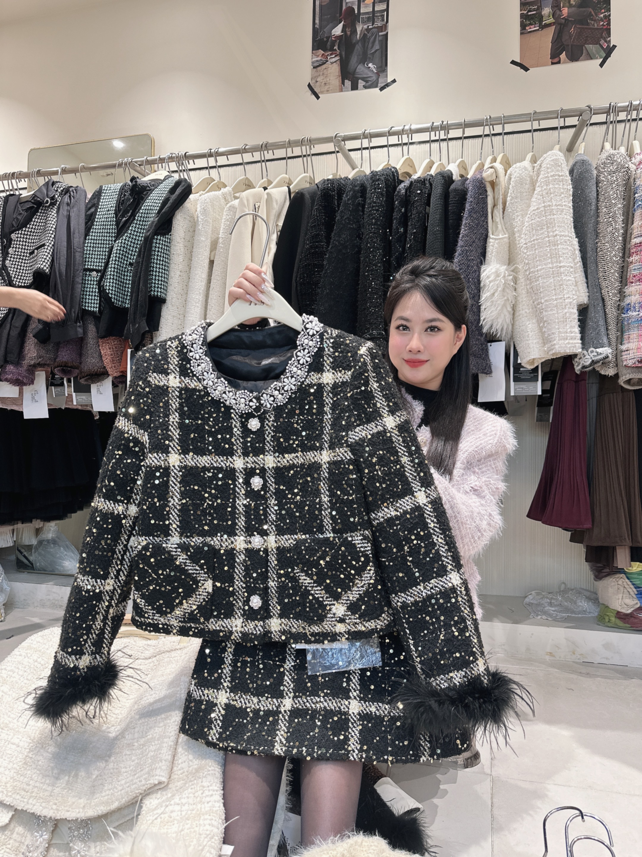 Set dạ kim tuyến cổ ngọc - V14