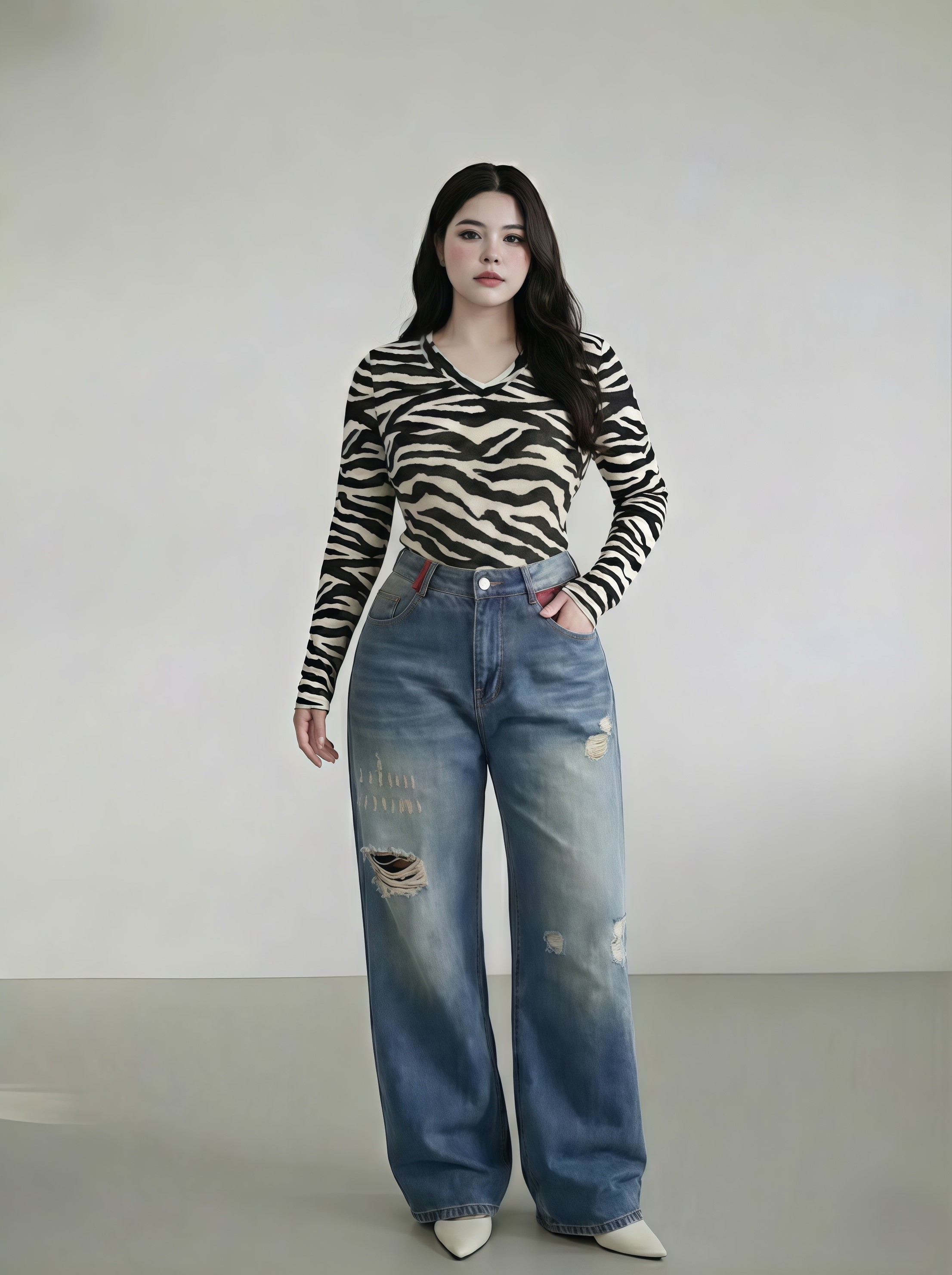 BIGSIZE NỮ- Quần suông mix caro túi đỏ T-QJ603