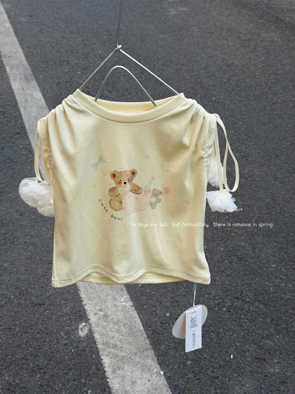 (H97) Áo thun vàng sát nách hoạ tiết gấu hãng Seven_thumbnail_0