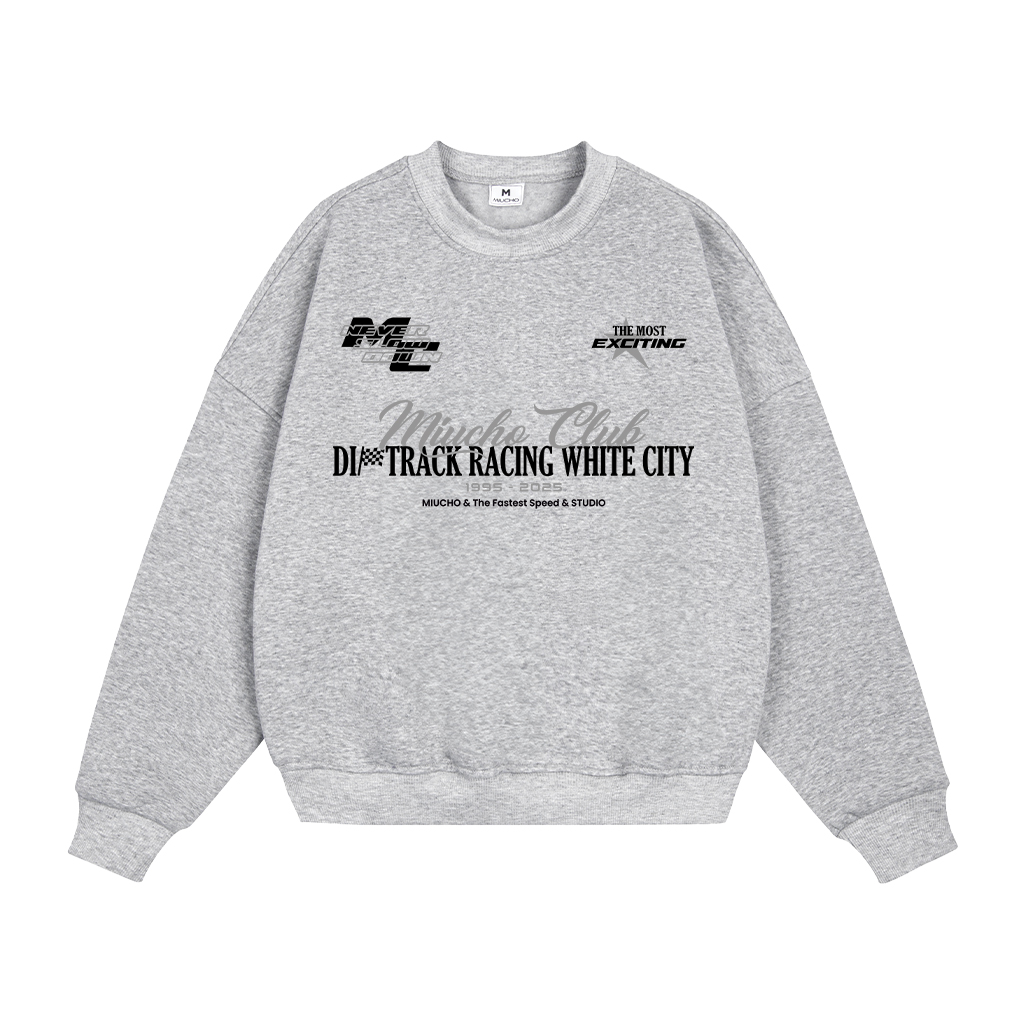 Áo sweater nam form boxy 1929 Miucho cổ tròn vải nỉ bông 350 GSM dày dặn in typography_thumbnail_0