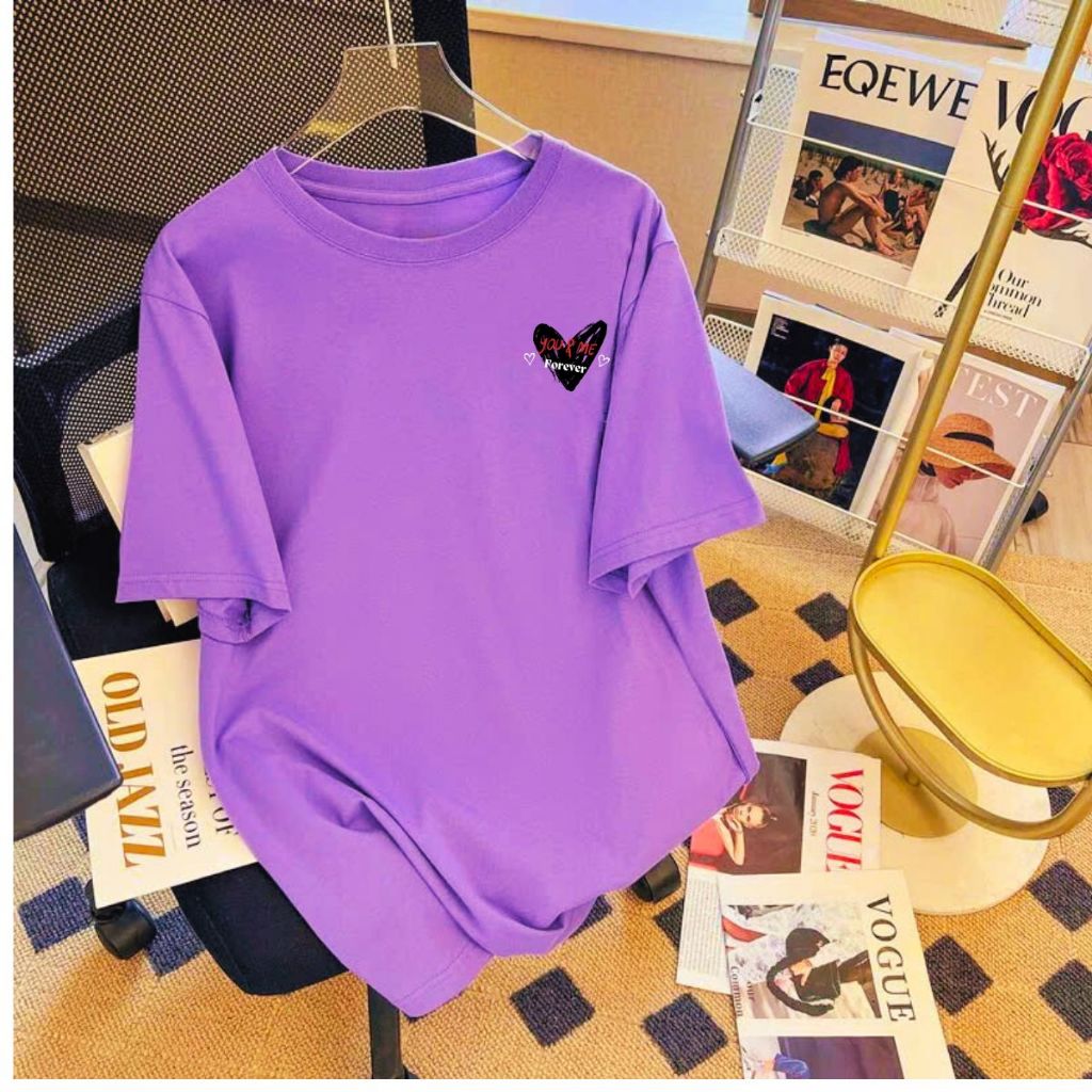 [Form Rộng] Áo thun nữ in hình 'Trái tim You&Me Forever