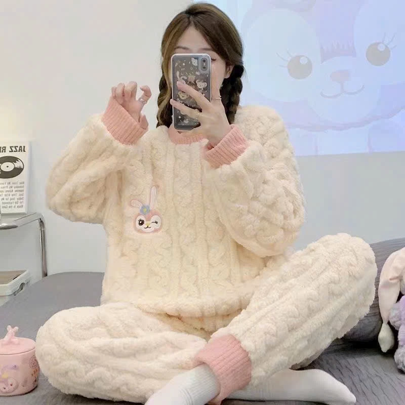 Bộ Đồ Ngủ Lông,Bộ Bông Nỉ Giữ Nhiệt Bo Gấu Hình Voi Vẵn Thừng FreeSize Mặc Nhà Siêu Ấm_thumbnail_4