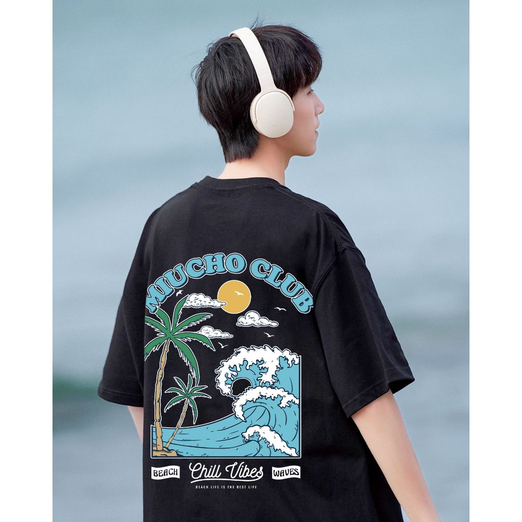 Áo phông nam mùa hè đi biển form rộng nhiều màu ATD1034 Miucho Man tay ngắn cổ tròn in mix_thumbnail_5