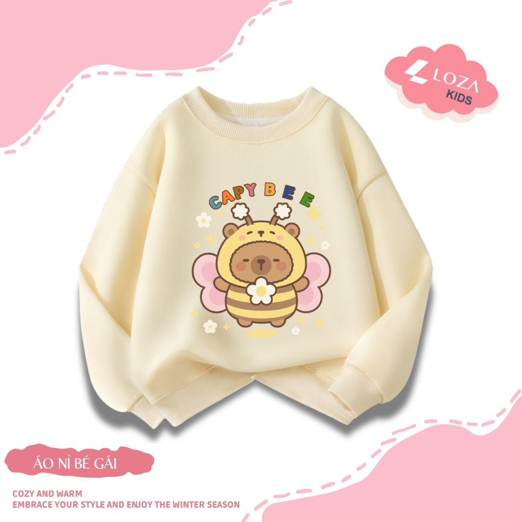 Áo sweater bé gái in hình Capybara - Loza Kids IN004_thumbnail_0