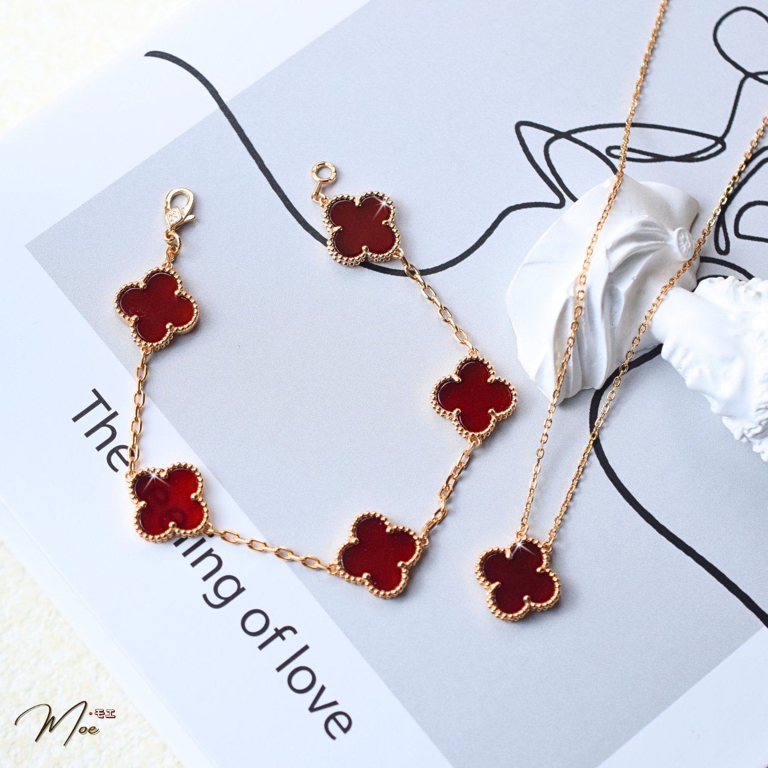 VD10 - VCA Dây chuyền đỏ 13mm xi vàng hồng