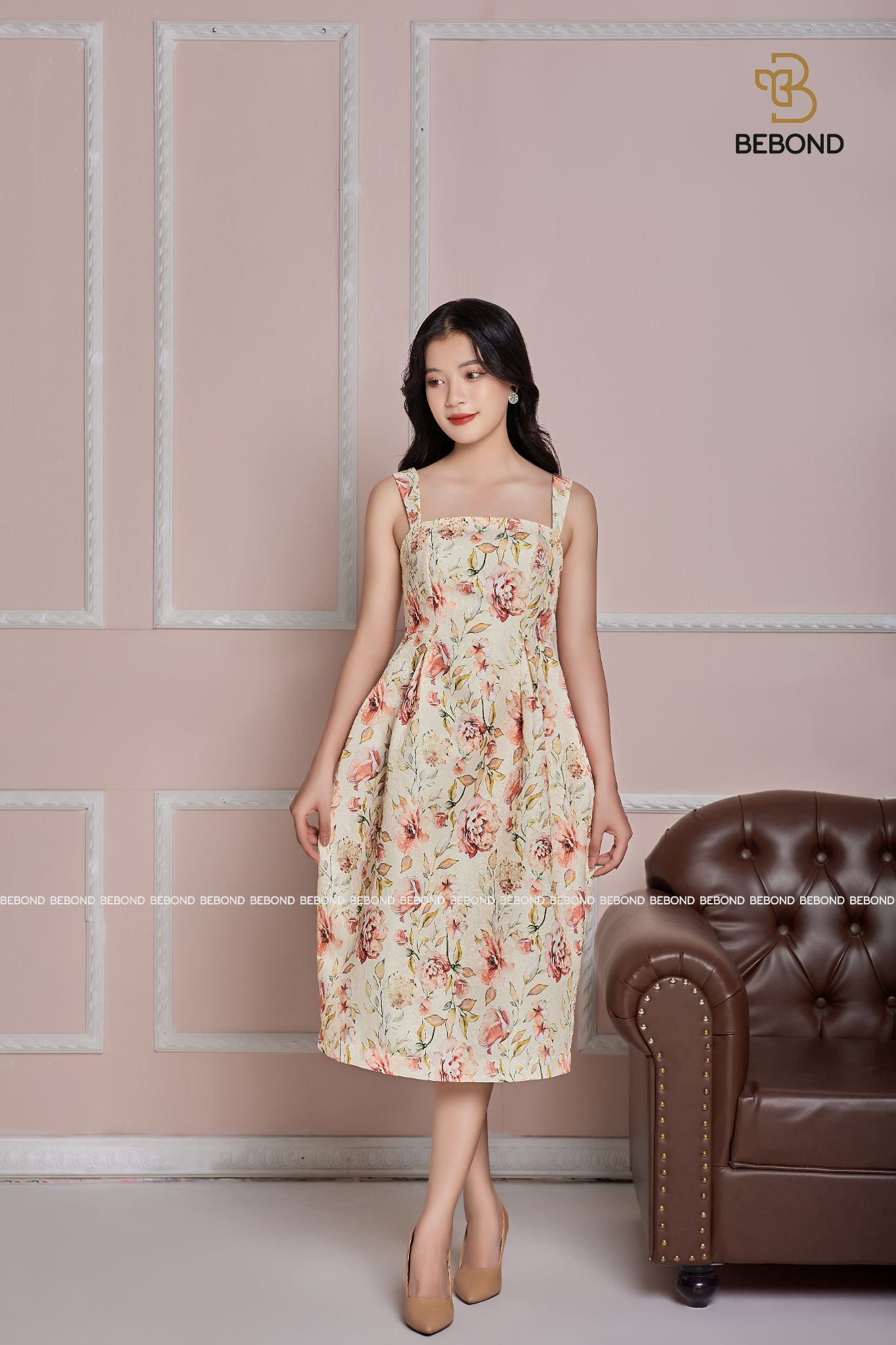 Váy hai dây gấm hoa hồng - Aurora Dress_thumbnail_3