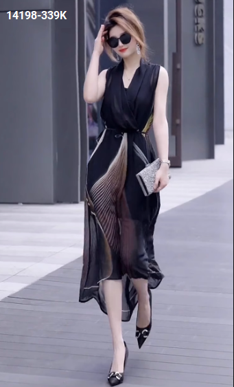 14198-Đầm voan dài sát nách cổ đắp chéo cách điệu (voan,lót)_thumbnail_1