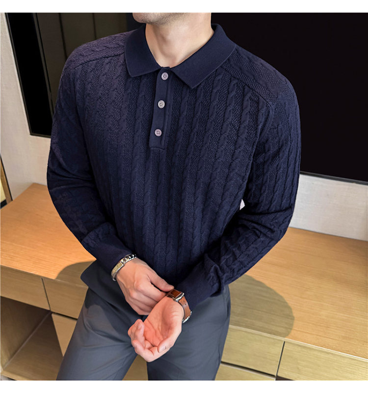 PA24 – Áo polo dệt kim len cừu pha phong cách retro_thumbnail_5