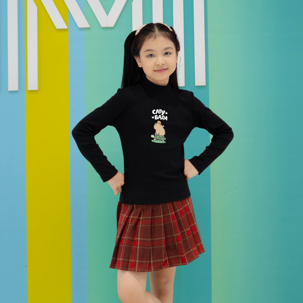 Áo thun bé gái tay dài chất liệu cotton bozip - Áo cổ trẻ em cổ lọ - LOZA G0221_thumbnail_3