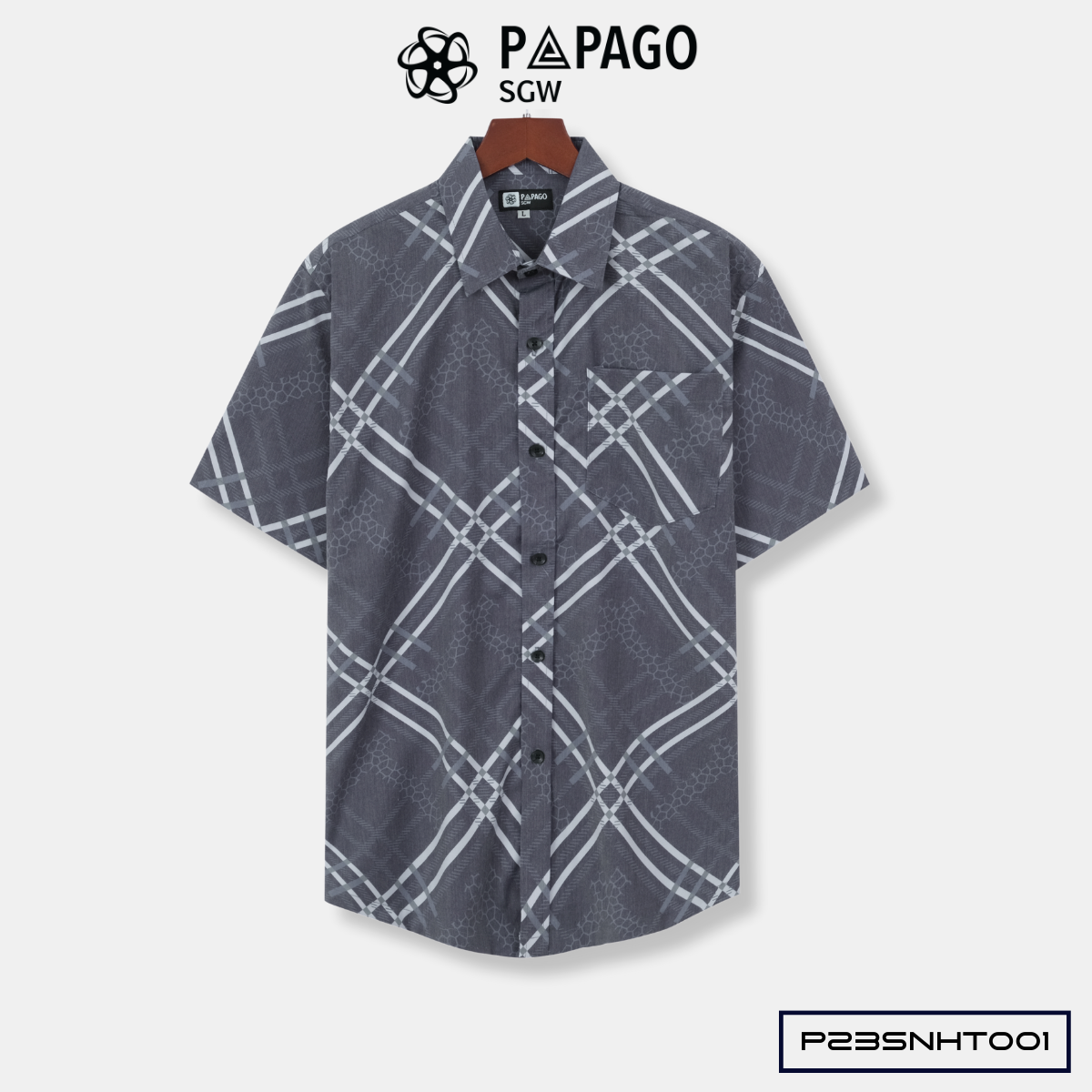 Áo sơ mi nam trung niên PAPAGO tay ngắn lai bầu vải lụa - P23SNHT001_thumbnail_10