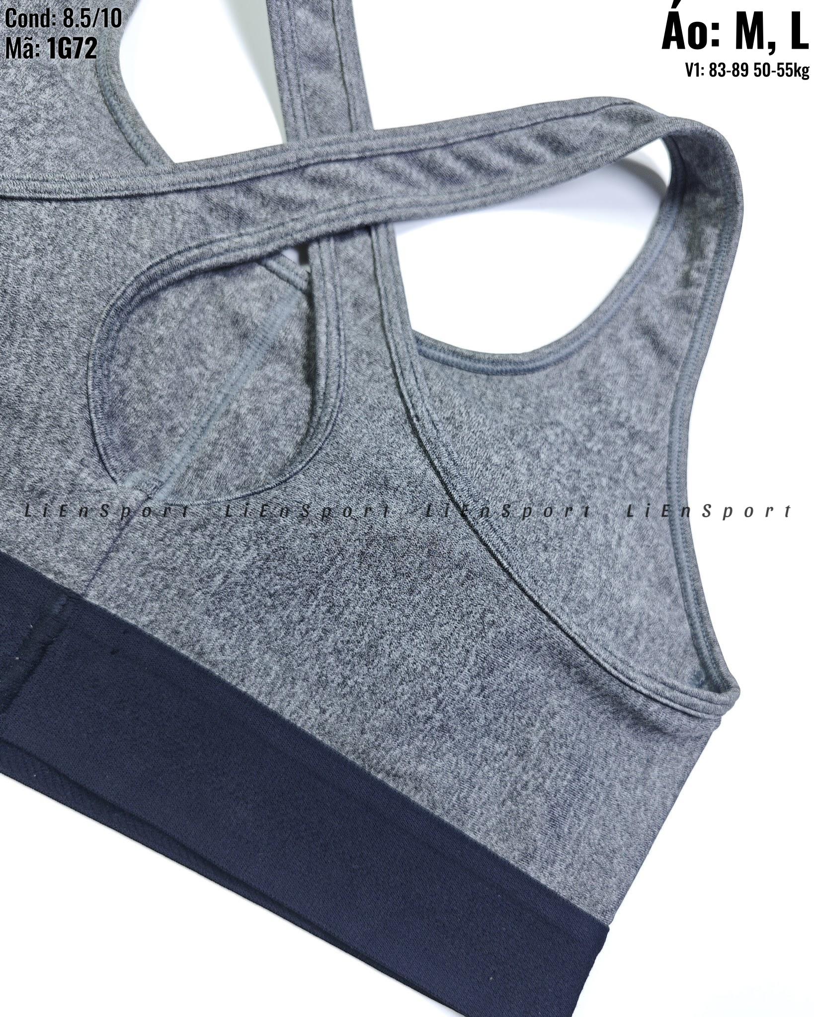 Under Armour Áo bra thể thao croptop Nữ Size M Xám lông chuột Auth 2nd Lưng chữ X nâng đỡ Vải thun co giãn thấm hút mồ hôi Phù hợp tập gym yoga chạy bộ Mã:1G72_thumbnail_4