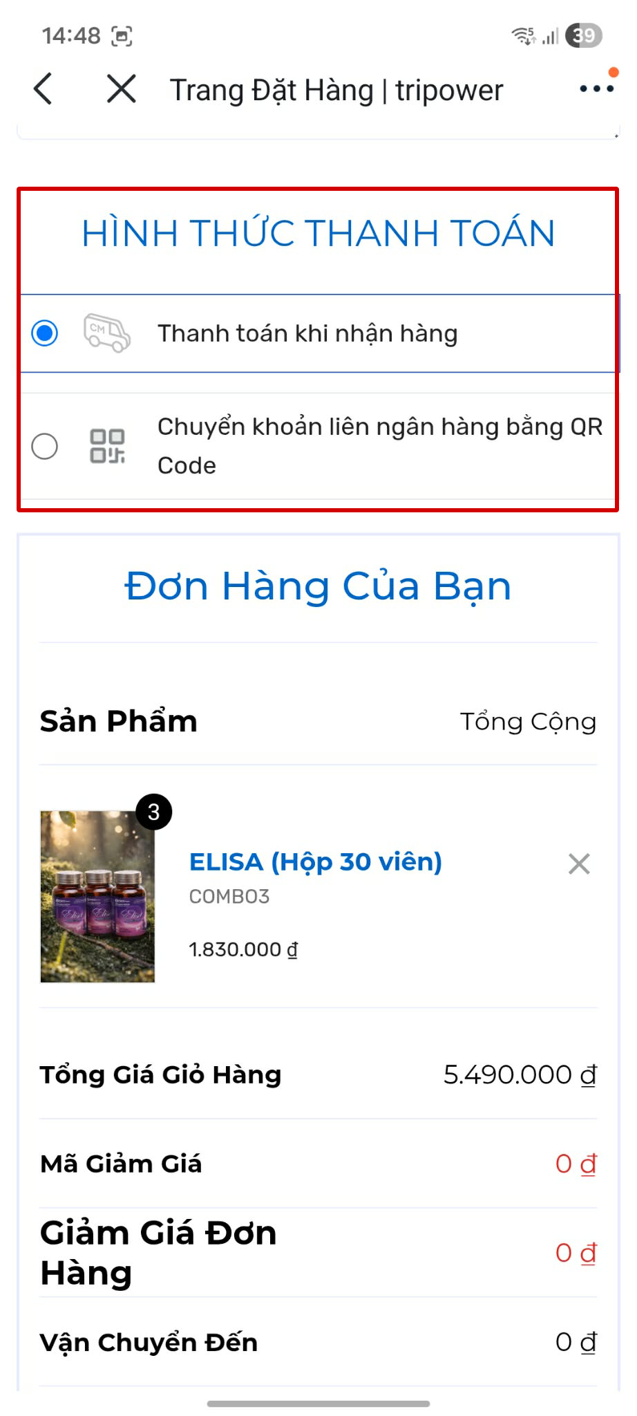 Hình thức thanh toán