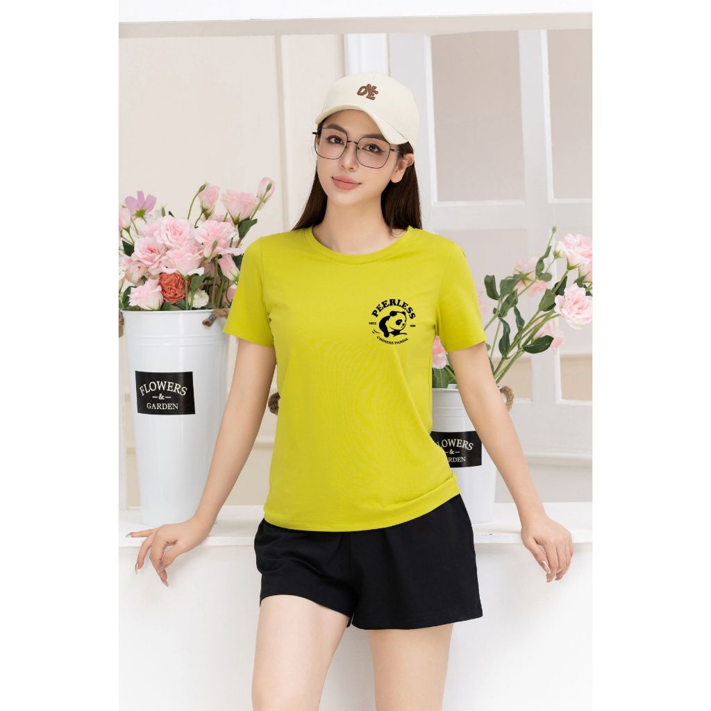 Bộ quần áo nữ dáng vừa in chữ PEERLESS - Set bộ nữ mặc nhà/ đi chơi  (áo thun form vừa + quần đùi) - LOZA VP40_thumbnail_10