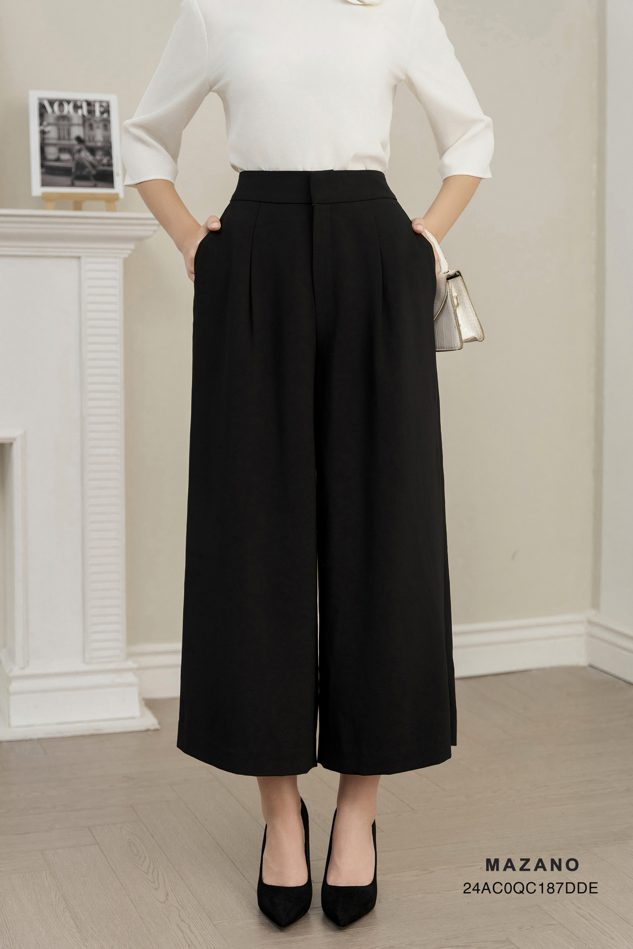 Quần Suông cạp tiêu chuẩn vải Tuytxi dày màu đen_thumbnail_4