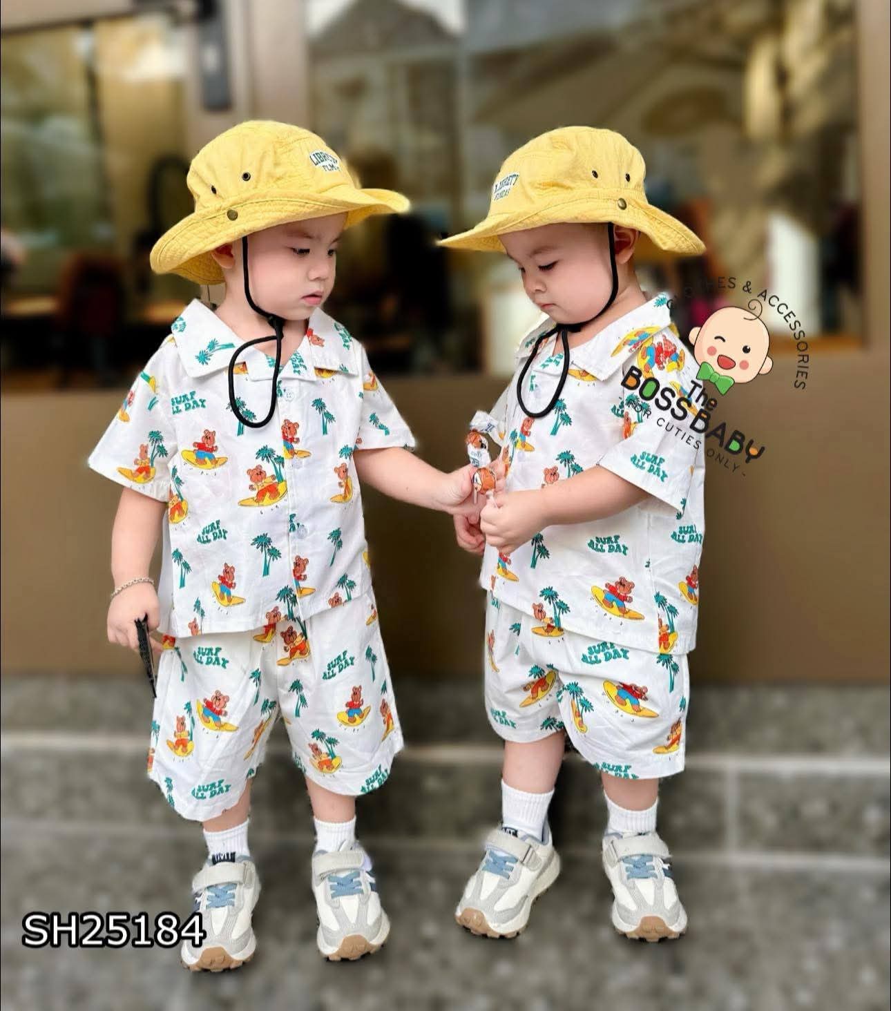 Set bộ pyjama trắng thô kaki gấu lướt sóng_thumbnail_2