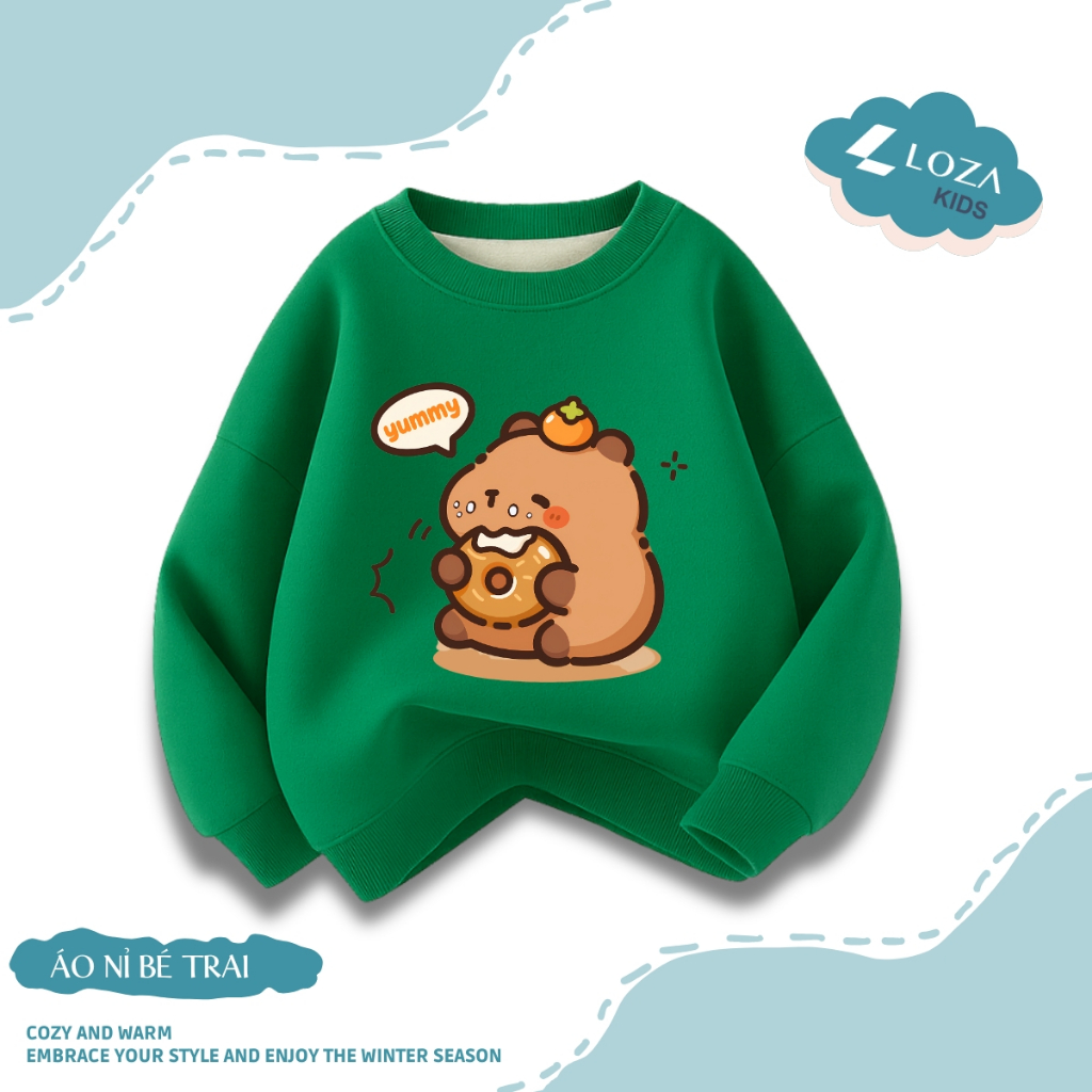 Áo sweater bé trai in hình Capybara nhiều hình đáng yêu - Loza Kids IN006_thumbnail_5
