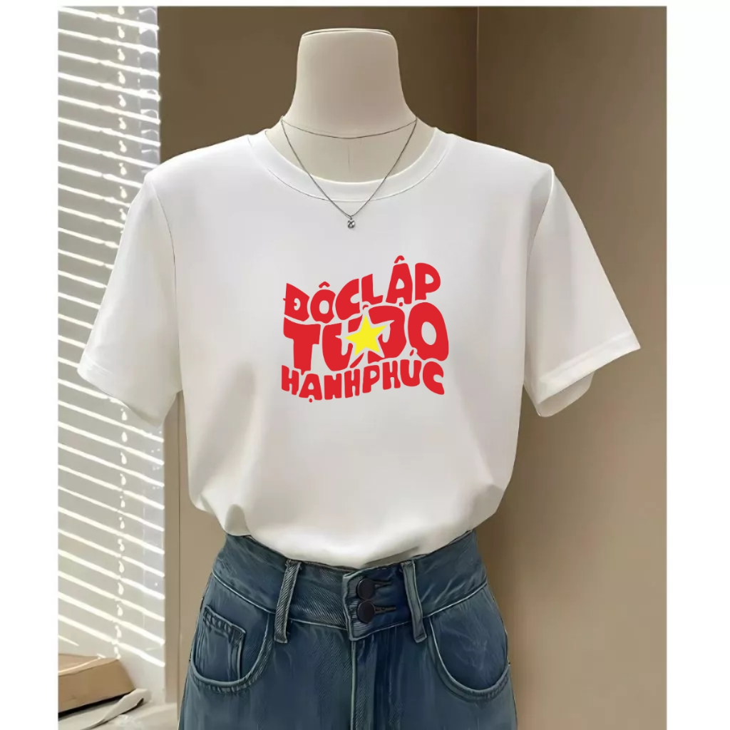 Áo phông nữ Tổ Quốc Trong Tim, chào mừng Quốc Khánh 2/9  - Áo thun 'Độc lập tự do' - LOZA G0416_thumbnail_2