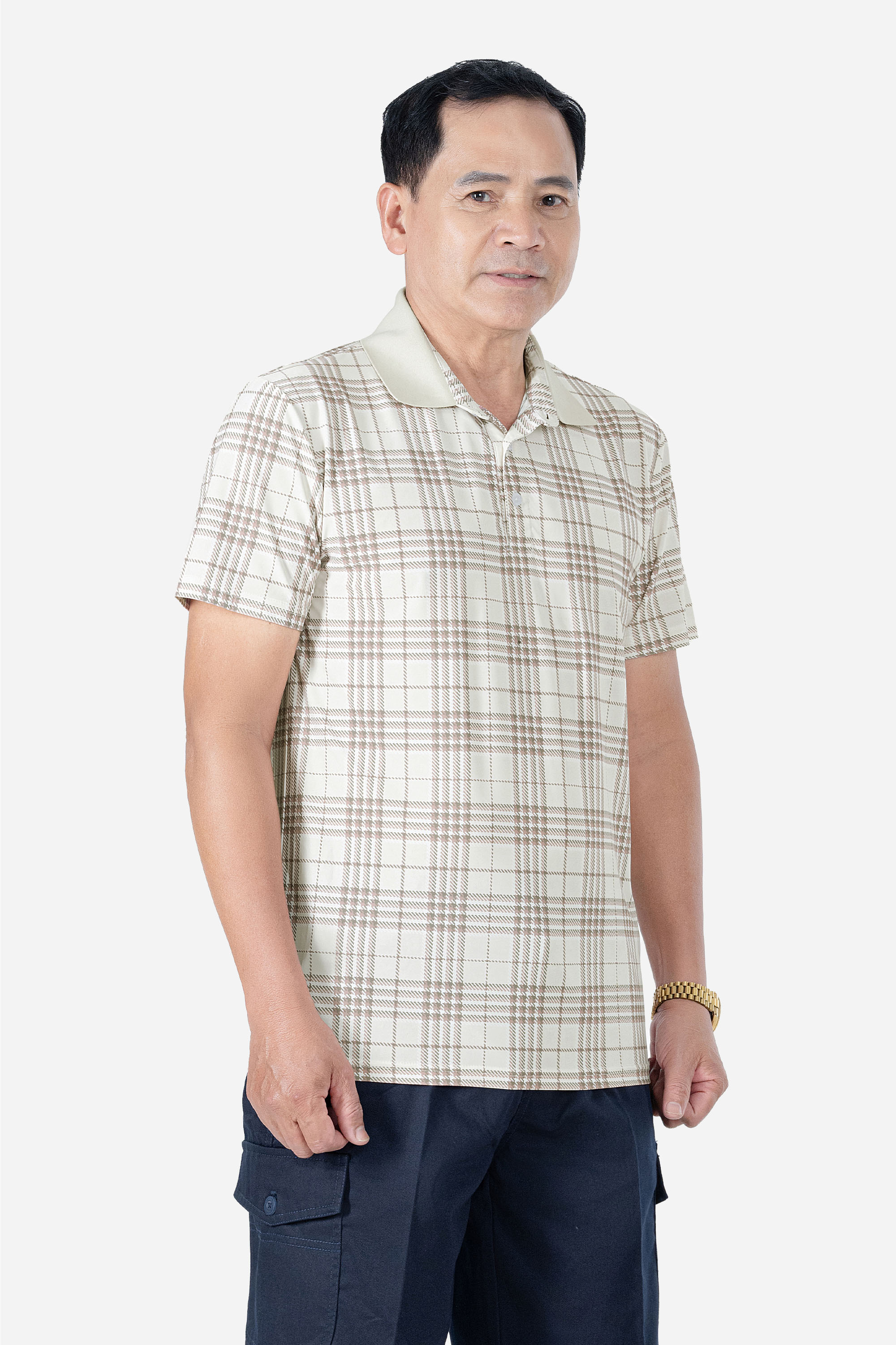 Áo Polo Kẻ Nam Trung Niên ANCHI Chất Liệu Cotton Mĩ Cao Cấp Phom Suông Vạt Ngang_thumbnail_3