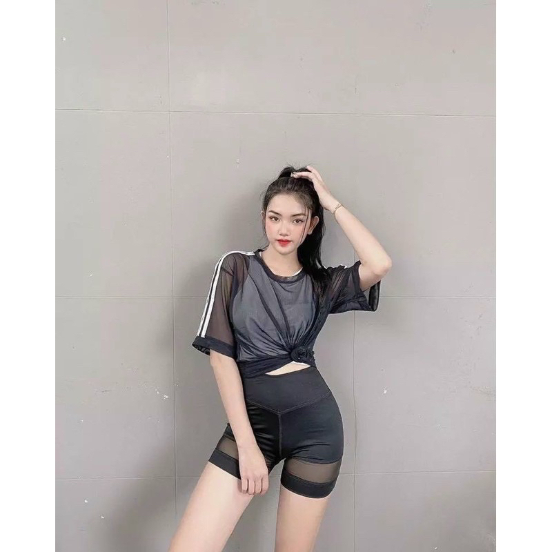 Áo Tank Thể Thao Lưới Tay Ngắn Phối 3 Sọc_thumbnail_6