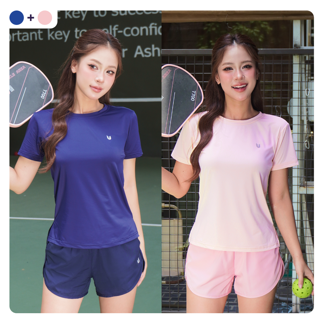 Combo 2 áo Running Premium Xanh Navy + Hồng
