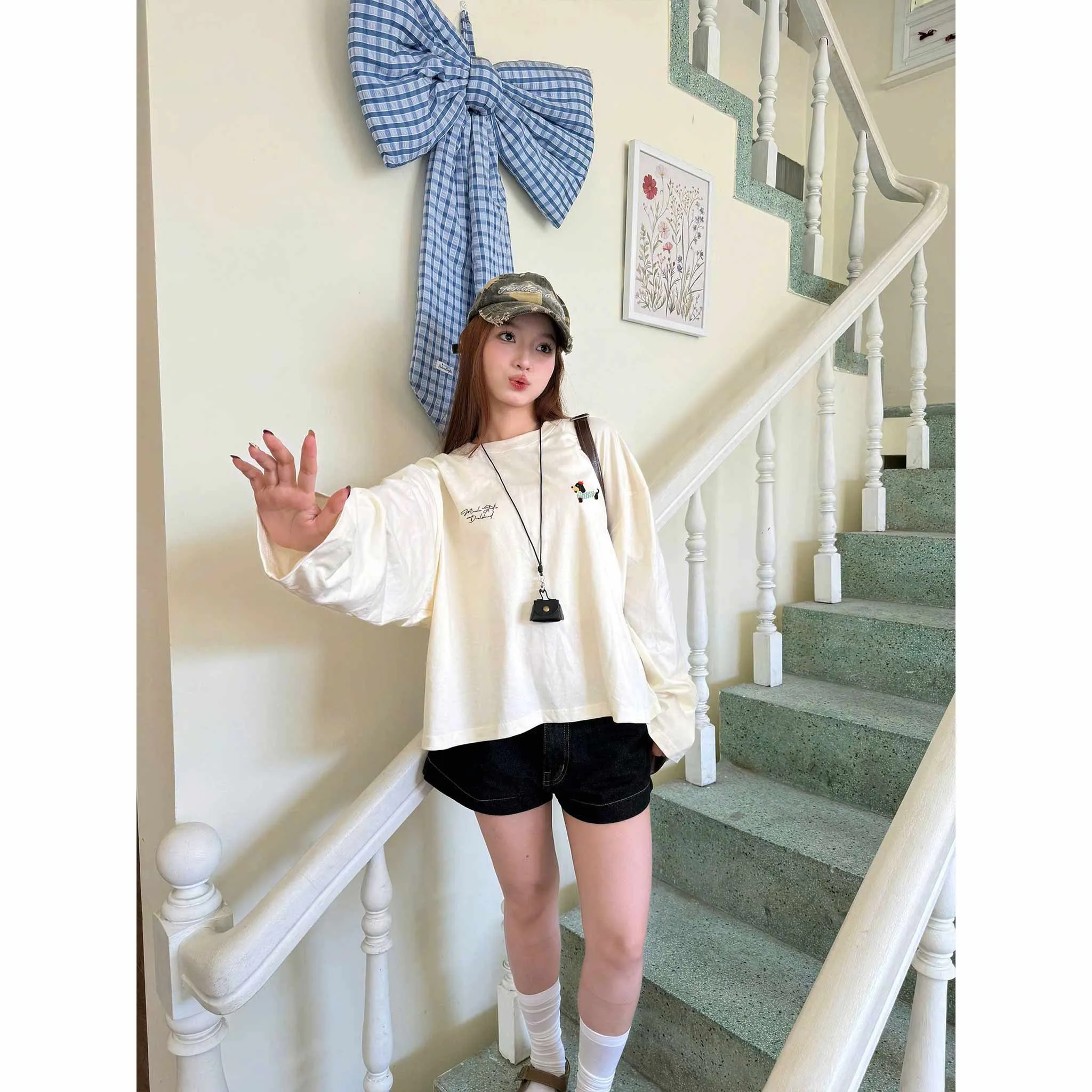 Áo thun boxy tay dài unisex basic 2644 Miucho vải cotton cao cấp thoáng mát co giãn 2 chiều_thumbnail_4