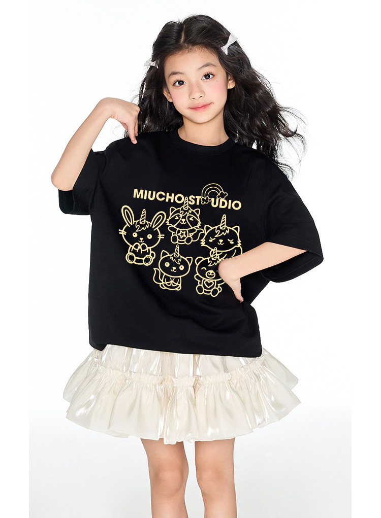 Áo thun bé gái form rộng dễ thương chất vải cotton thoáng mát AED1522 Miucho Kid in artwork_thumbnail_3