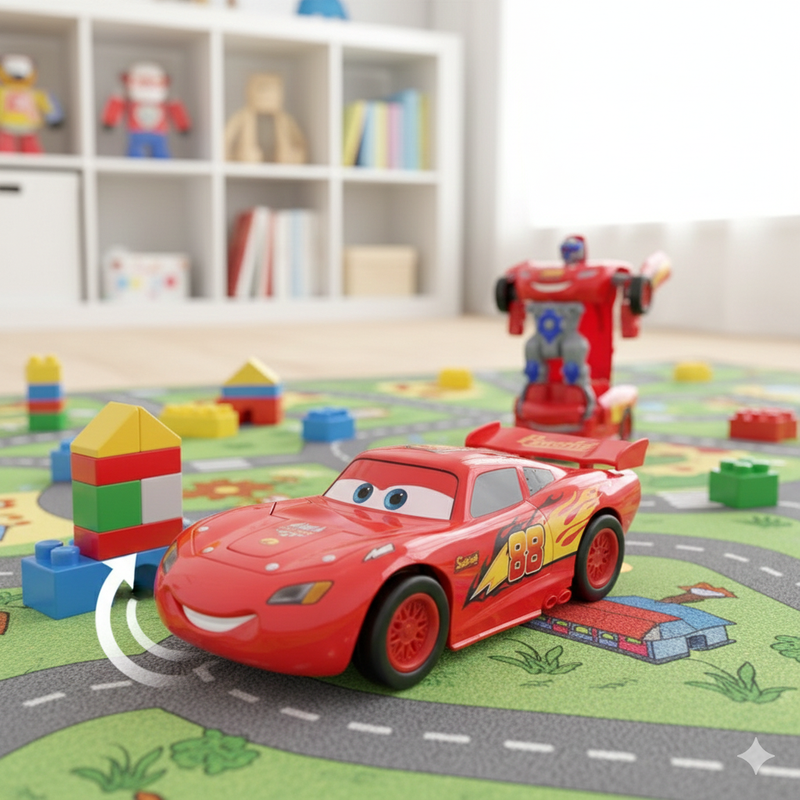 Xe robot biến hình hoạt hình Cars McQueen Biến Hình Robot Đèn Nhạc_thumbnail_1